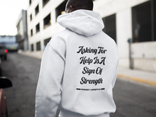 Load image into Gallery viewer, SHAKEY LIFESTYLE ASKING FOR HELP HOOD WHITE