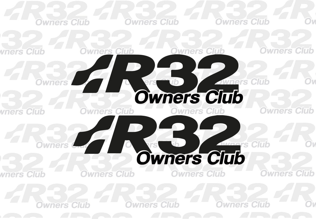 R32 OWNERS CLUB 150MM STICKER - 2 PACK