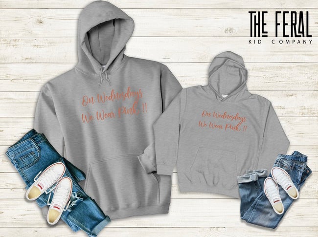 WEDNESDAY WE WEAR PINK - MINI & ME HOOD SET