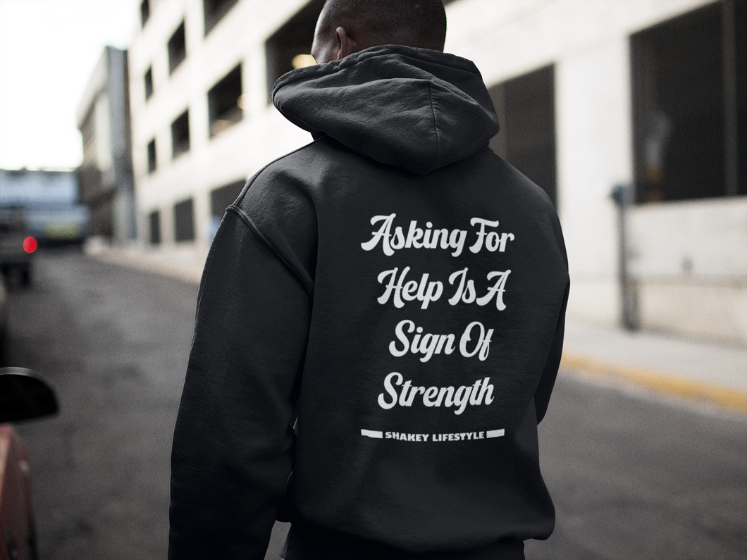 SHAKEY LIFESTYLE ASKING FOR HELP HOOD BLACK UPTO 5XL